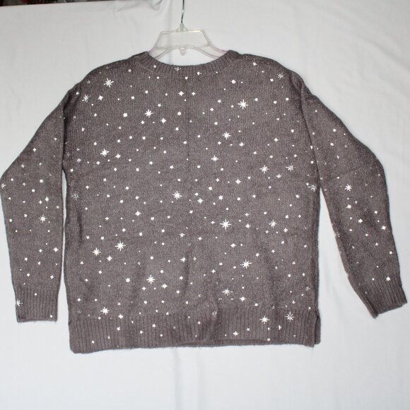 Maurices Women's Gray Sparkle Metallic Star Knit Pullover Sweater - Medium, NWT - Picture 2 of 8